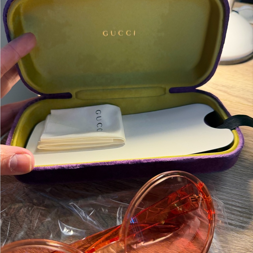 Gucci Oversized Orange/Red Sunglasses NWT $750 - Picture 9 of 13